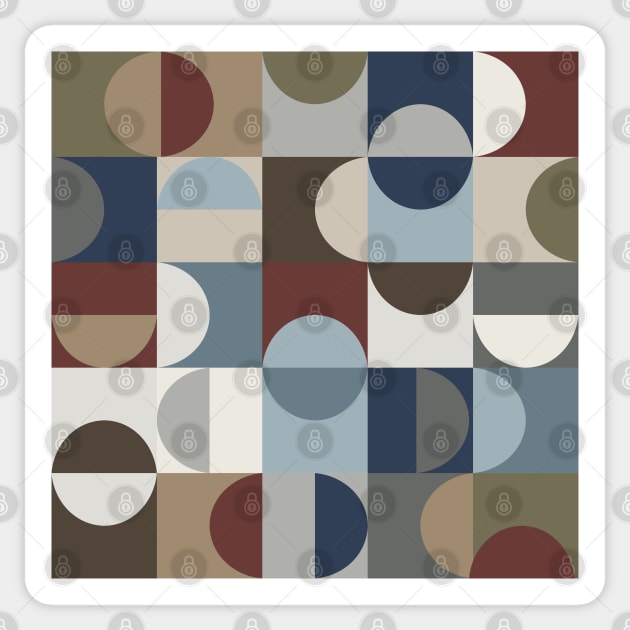 Squares Woodland Retro Vintage Abstract Pattern Sticker by NattyDesigns